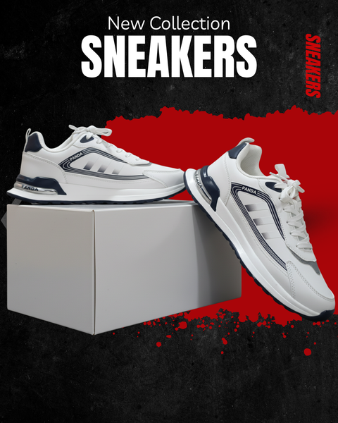 Men’s White & Navy Sport Sneakers – Stylish Running Shoes | yliteer