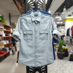 Men’s Light Blue Denim Shirt – Classic Everyday Casual | Soft Washed Fabric