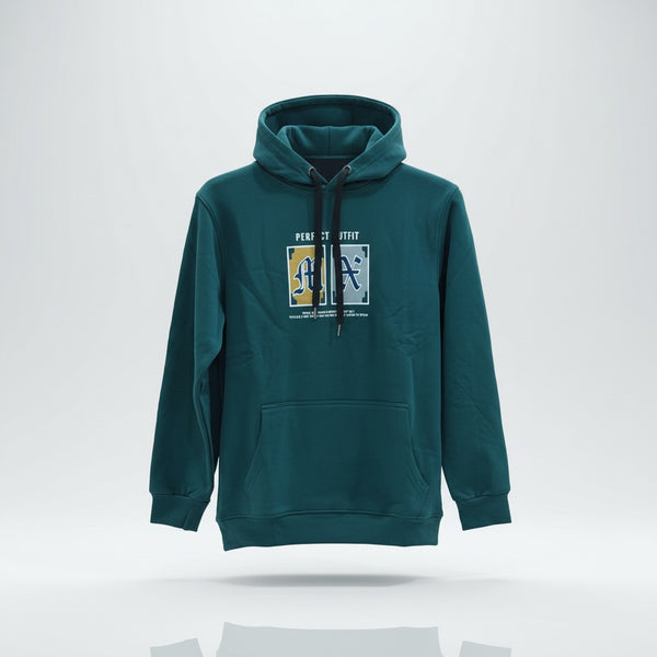 Premium Teal Graphic Hoodie for Men | Casual Comfort Sweatshirt