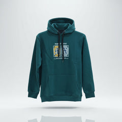 Premium Teal Graphic Hoodie for Men | Casual Comfort Sweatshirt