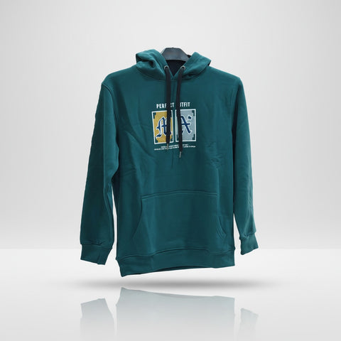 Premium Teal Graphic Hoodie for Men | Casual Comfort Sweatshirt