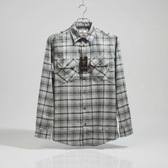 Men’s Grey Plaid Casual Shirt | Long Sleeve Checkered Flannel Style