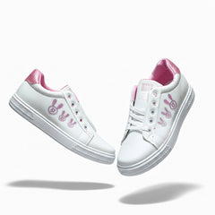 Women’s White & Pink Bunny Casual Sneakers | Stylish Lightweight Streetwear Shoes