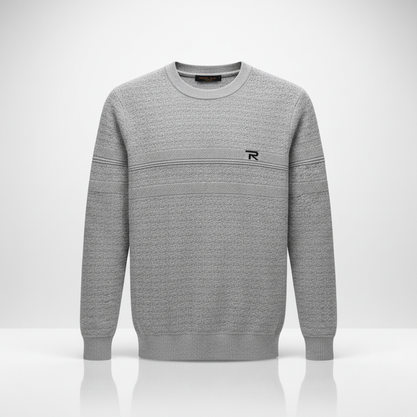 Premium Grey Knit Winter Sweater for Men | Stylish Full Sleeve Warm Pullover