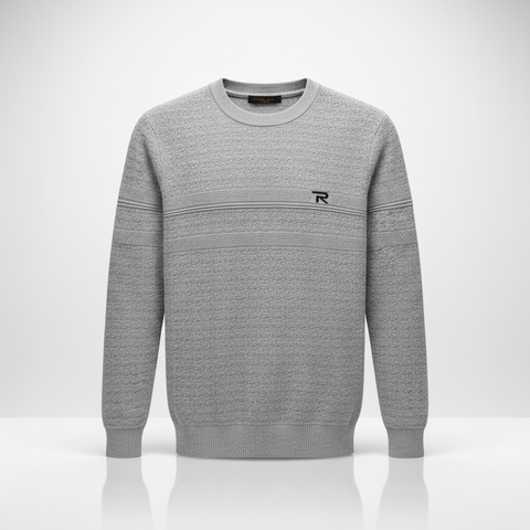 Premium Grey Knit Winter Sweater for Men | Stylish Full Sleeve Warm Pullover