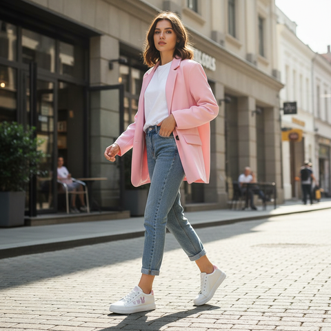 Women’s White & Pink Bunny Casual Sneakers | Stylish Lightweight Streetwear Shoes