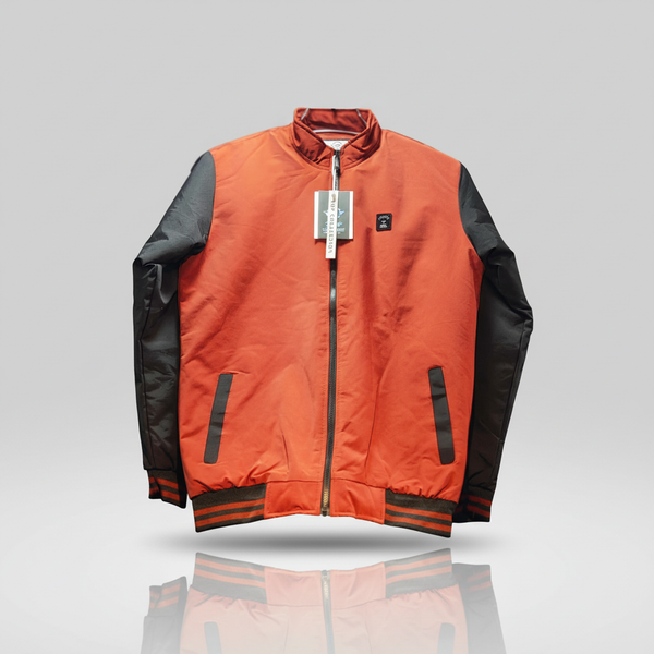 Men's Stylish Orange and Black Bomber Jacket | Trendy Sportswear | Premium Quality Outerwear
