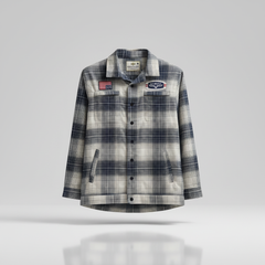 Men’s Plaid Utility Shirt Jacket with American Flag Patch | Trendy Casual Outerwear