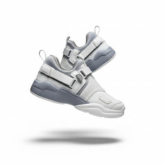 Men’s White & Grey Air Sneakers – Lightweight Slip-On Athletic Shoes