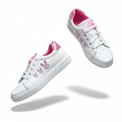Women’s White & Pink Bunny Casual Sneakers | Stylish Lightweight Streetwear Shoes