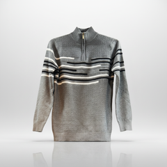 Men's Modern Zip-Up Sweater with Geometric Stripes | Stylish and Comfortable Knitwear