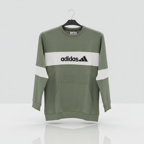 Adidas Premium Olive Green Sweatshirt for Men | Winter Casual Hoodie Style
