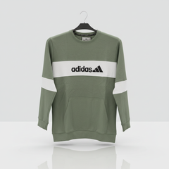 Adidas Premium Olive Green Sweatshirt for Men | Winter Casual Hoodie Style