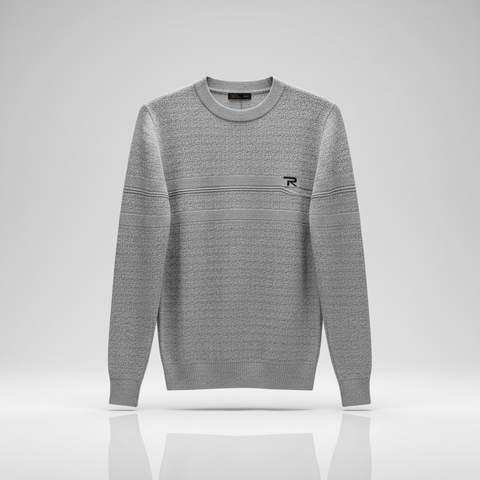 Premium Grey Knit Winter Sweater for Men | Stylish Full Sleeve Warm Pullover