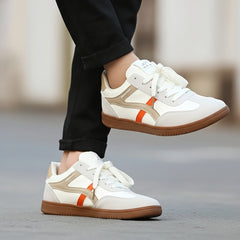 Cream & Orange Casual Sneakers for Men | Stylish Lightweight Everyday Shoes
