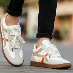 Cream & Orange Casual Sneakers for Men | Stylish Lightweight Everyday Shoes