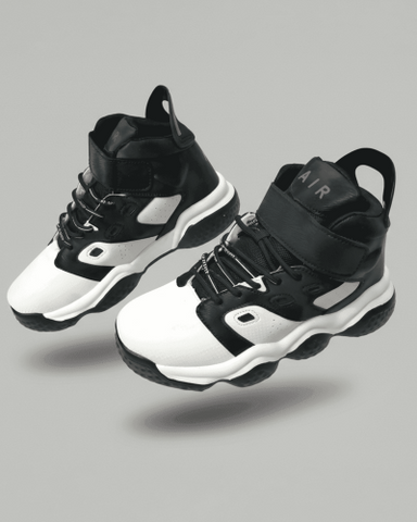 Men’s Black & White High-Top Sneakers – Trendy Streetwear Chunky Shoes