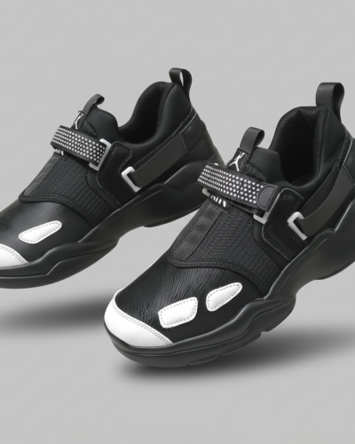 Men’s White & Grey Air Sneakers – Lightweight Slip-On Athletic Shoes